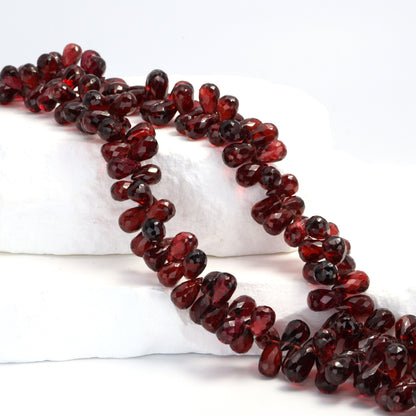 Red Garnet 8x5mm Faceted Teardrop Briolettes