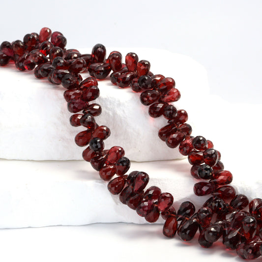 Red Garnet 8x5mm Faceted Teardrop Briolettes