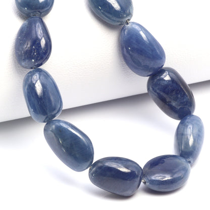 Navy Blue Sapphire 12x8mm Smooth Nuggets Bead Strand