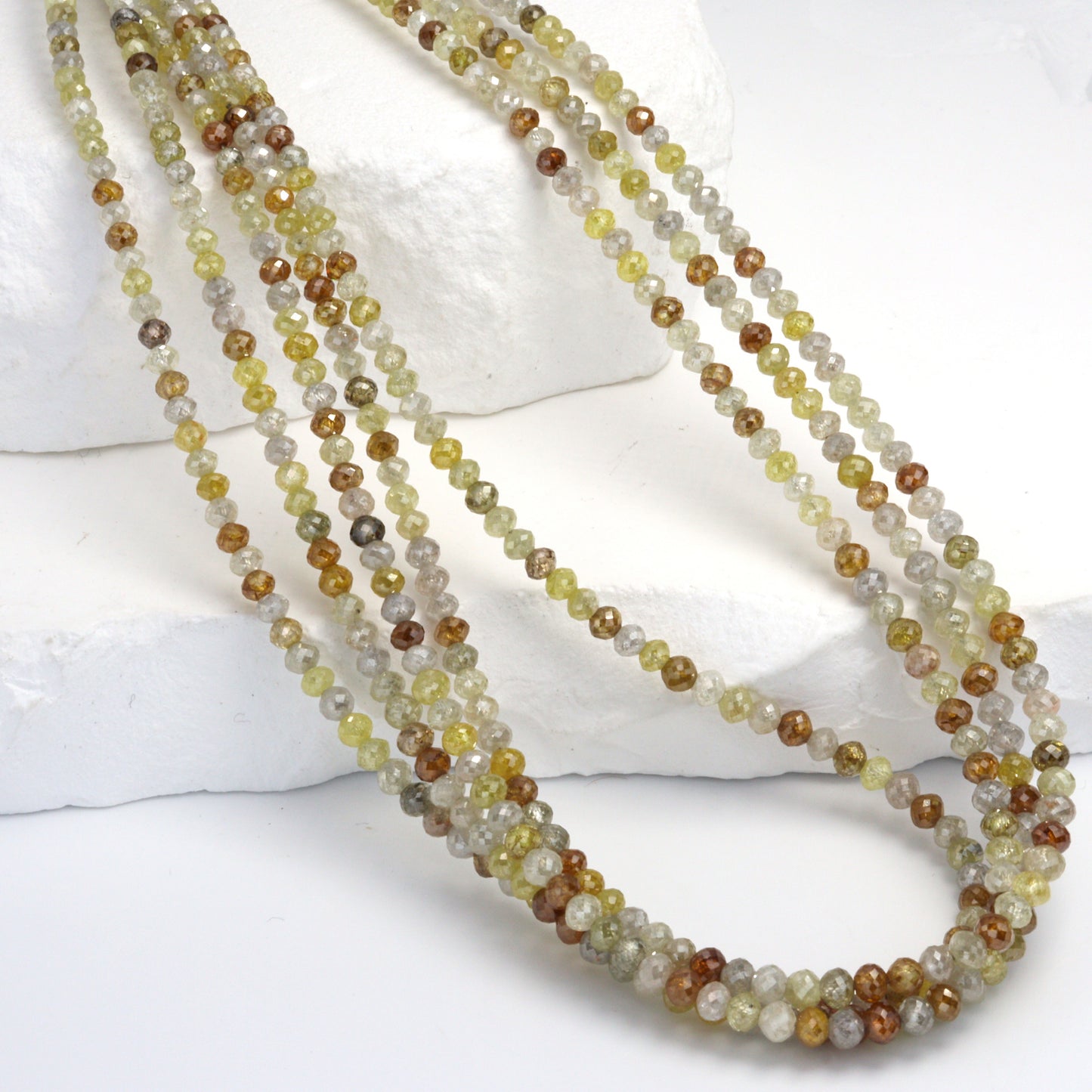 Multi Color Diamond 2.5mm - 3.5mm Hand Faceted Rondelles Bead Strand