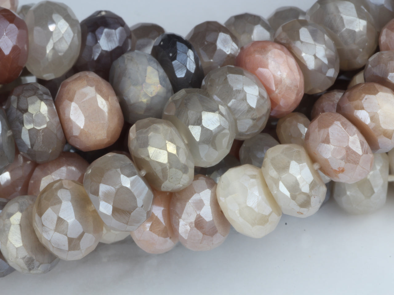 Coated Multi Moonstone 8mm Faceted Rondelles