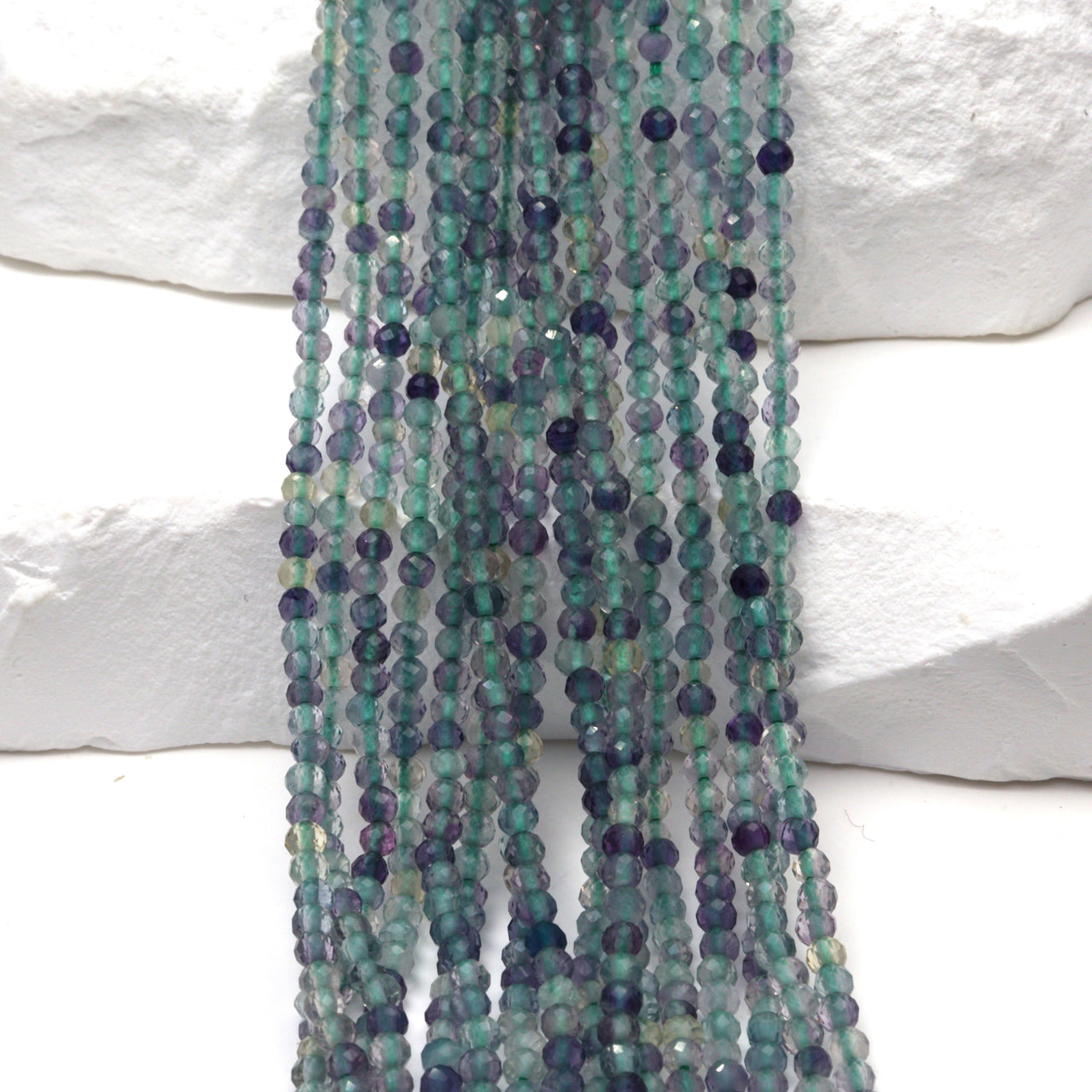 Green Fluorite 2.5mm Faceted Rounds Bead Strand