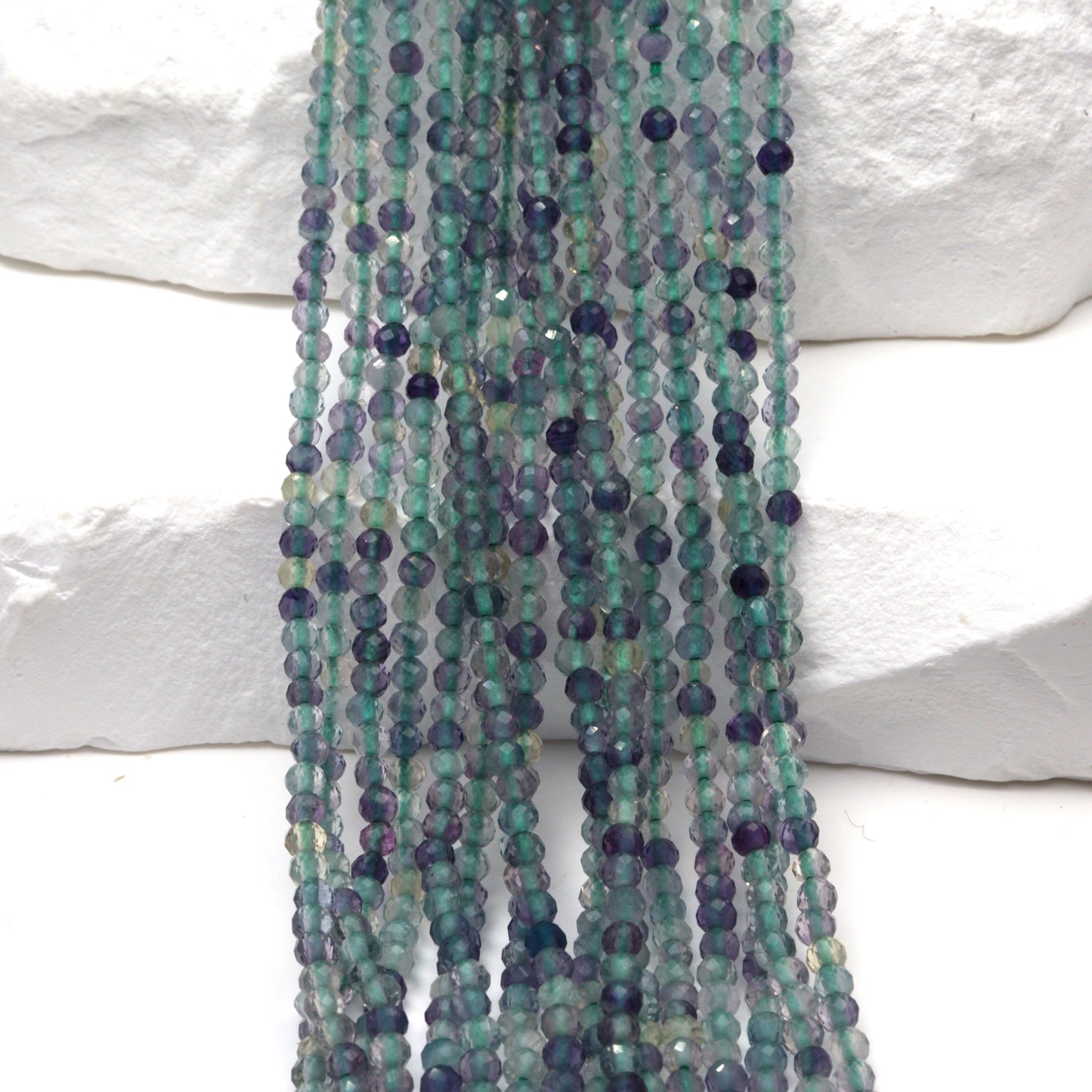 Green Fluorite 2.5mm Faceted Rounds Bead Strand