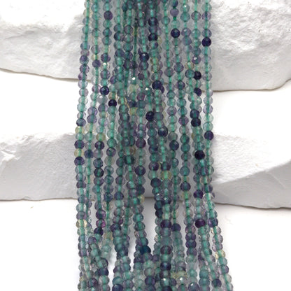 Green Fluorite 2.5mm Faceted Rounds Bead Strand