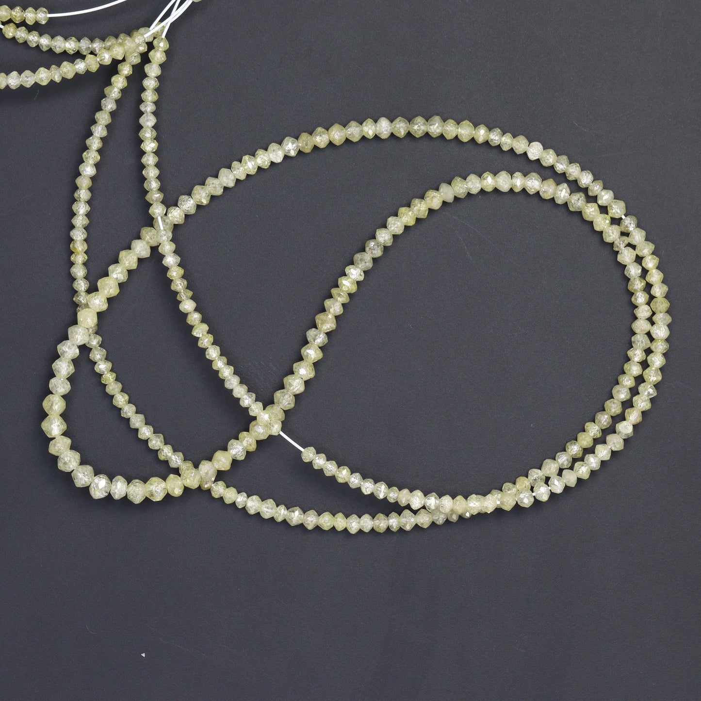 Champagne Diamond 2mm - 2.6mm Hand Faceted Rondelles Bead Strand
