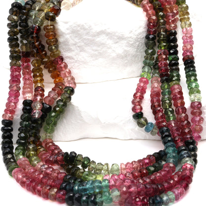Watermelon Tourmaline 4mm Faceted Rondelles