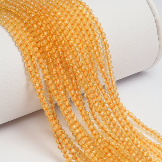 Yellow Citrine 2.5mm Faceted Rounds Bead Strand