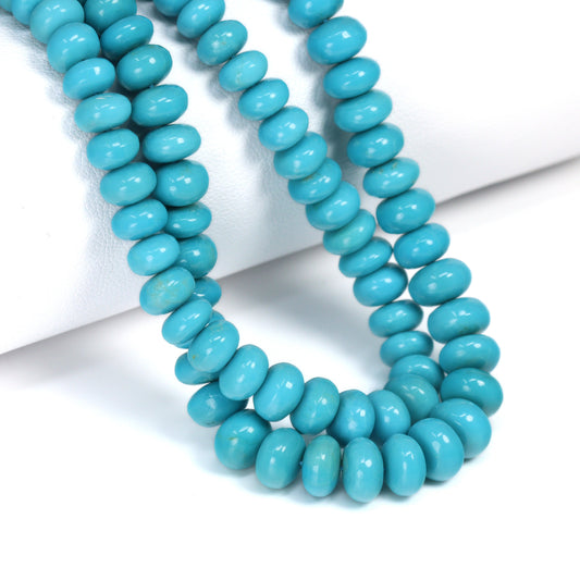 Natural Blue Turquoise 6mm – 7mm Smooth Rondelles Bead Strand