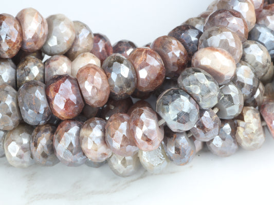 Coated Multi Moonstone 7mm Faceted Rondelles