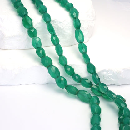 Green Onyx 10x8mm Faceted Ovals Bead Strand