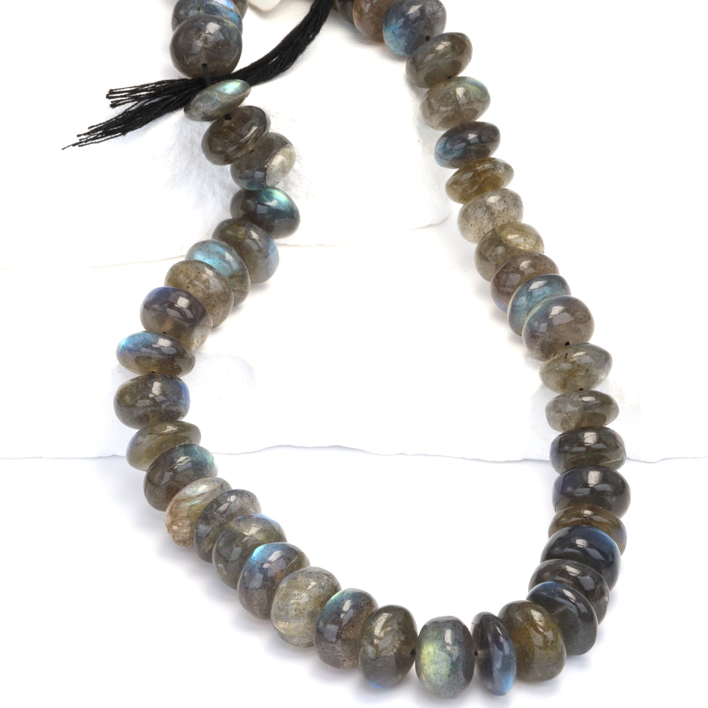 Blue Labradorite 12mm Smooth Rondelles Bead Strand