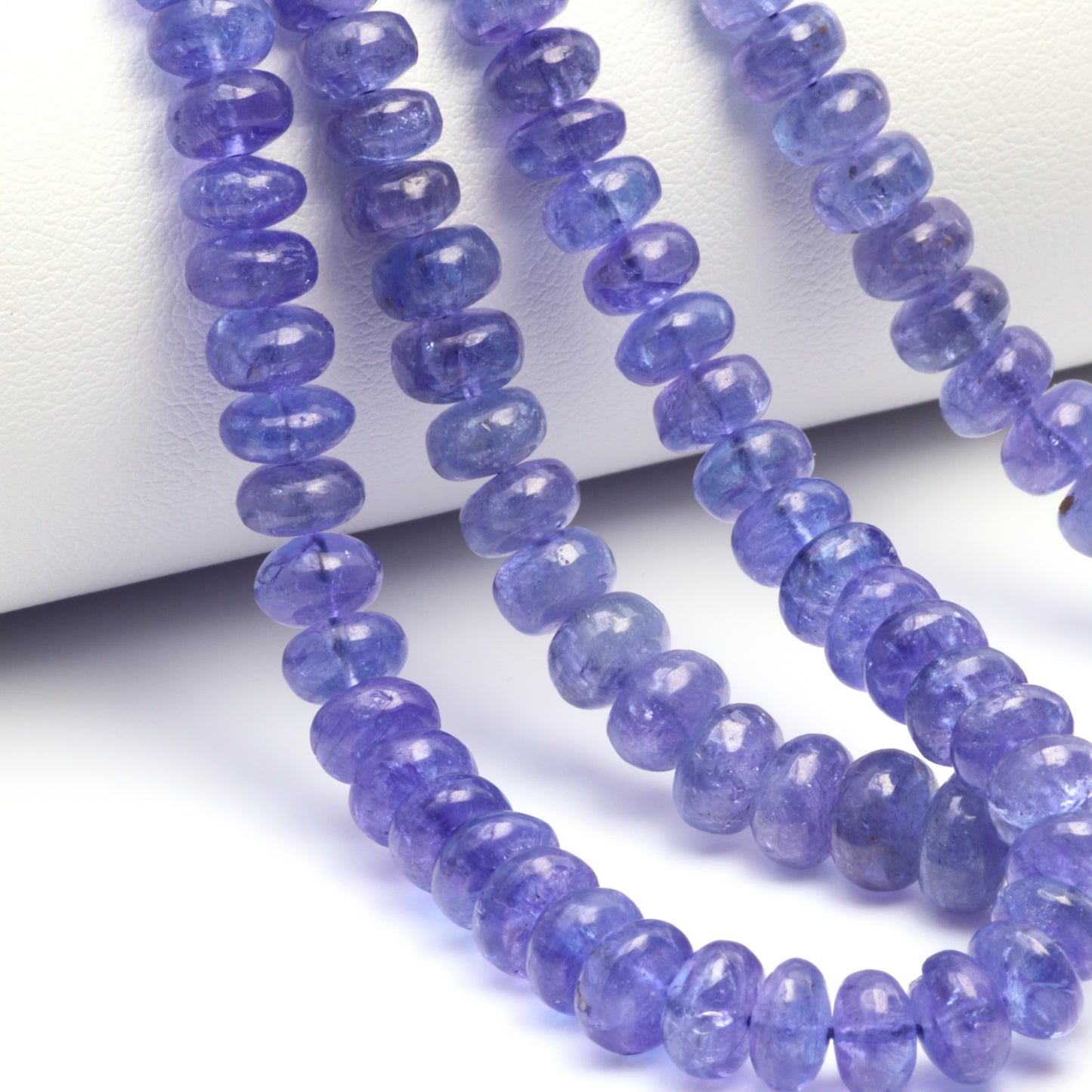 Blue Tanzanite 5mm - 8mm Smooth Rondelles Bead Strand