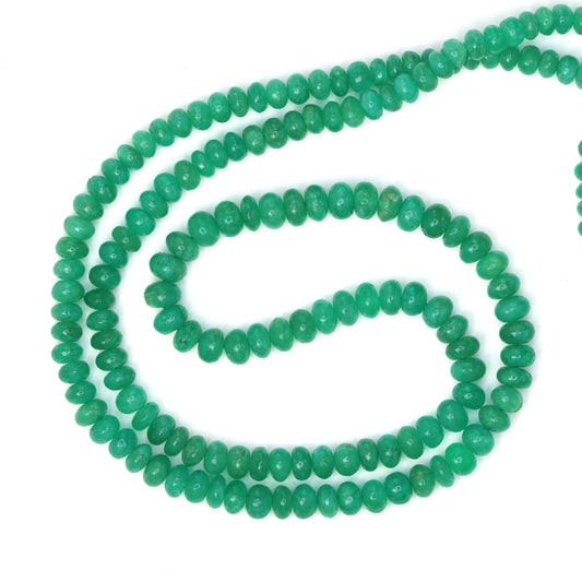 Green Emerald 3.5mm - 4.5mm Smooth Rondelles Bead Strand