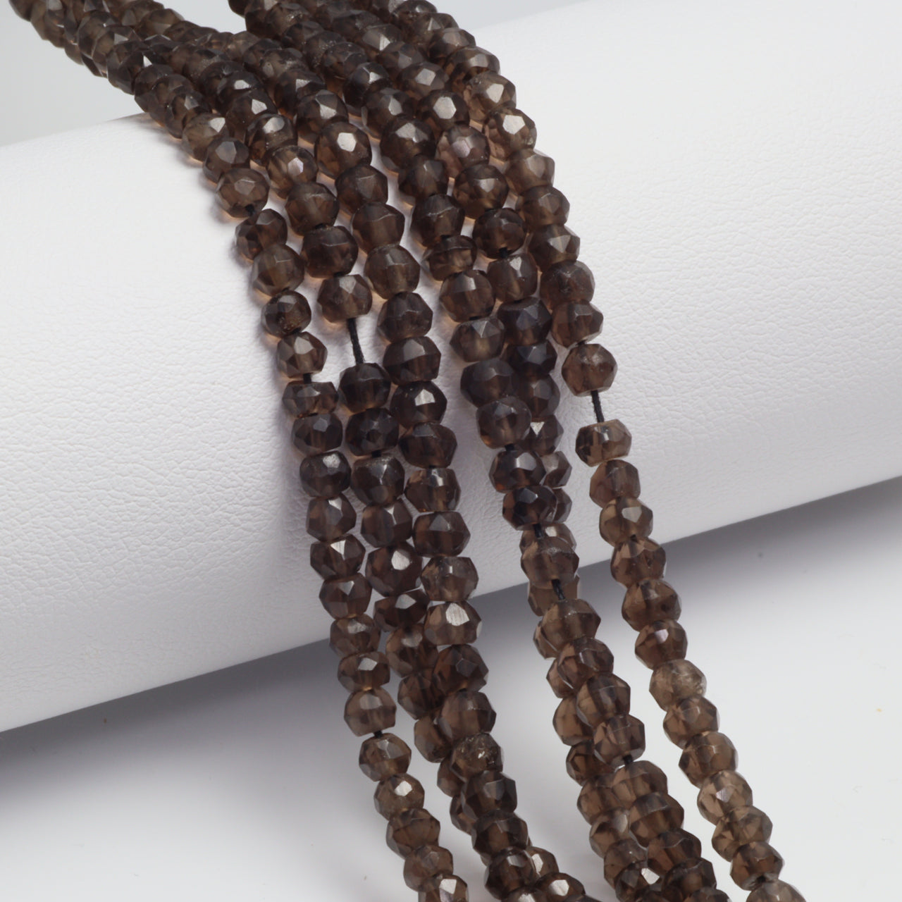 Dark Smoky Quartz 4mm Faceted Rondelles