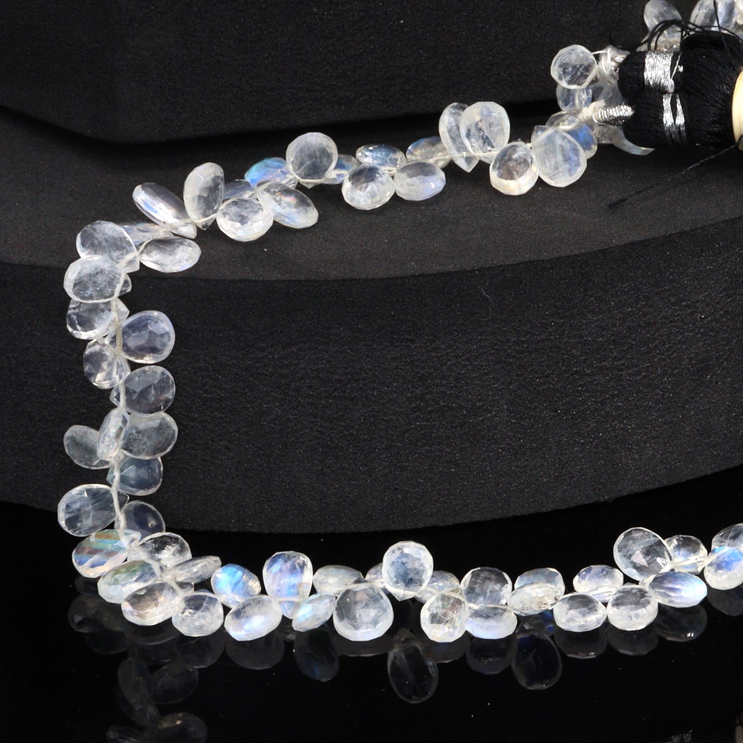 AA Blue Rainbow Moonstone 8x5mm Faceted Pear Shaped Briolettes Bead Strand
