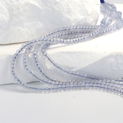 Natural Blue Chalcedony 3mm Smooth Rondelles Bead Strand