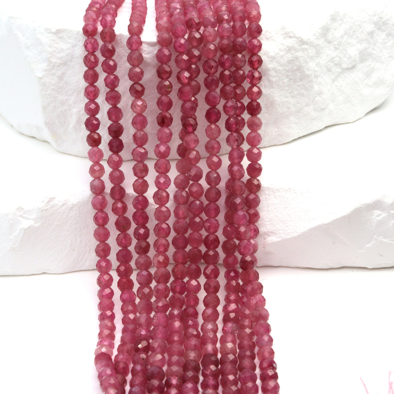 Ombre Pink Tourmaline 3.5mm Faceted Rounds
