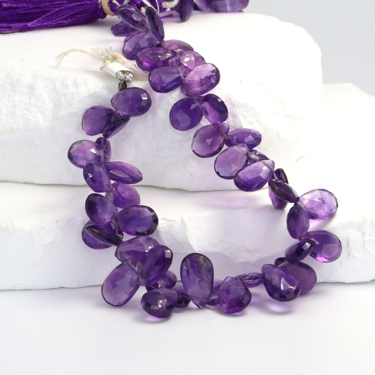 Purple Amethyst 12x7mm Faceted Pear Shaped Briolettes