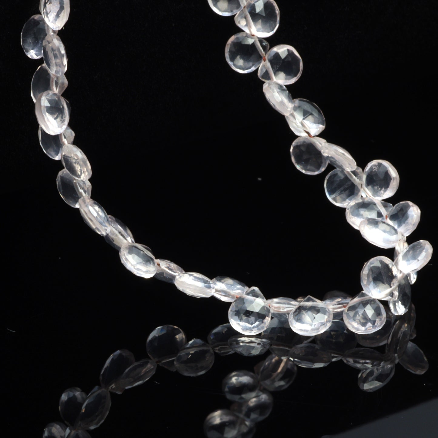 Pink Rose Quartz 5mm Faceted Heart Shaped Briolettes