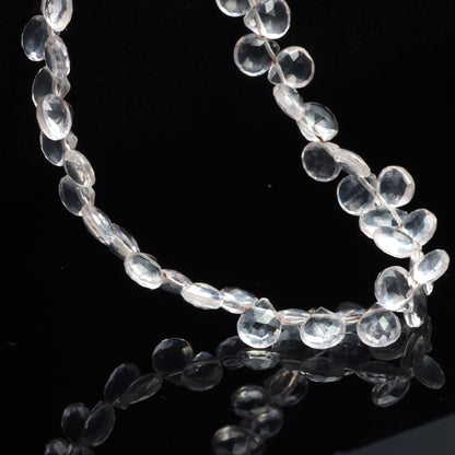 Pink Rose Quartz 5mm Faceted Heart Shaped Briolettes