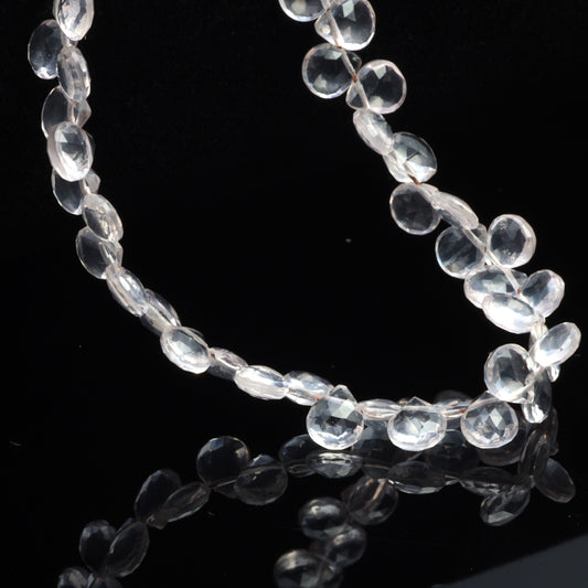 Pink Rose Quartz 5mm Faceted Heart Shaped Briolettes