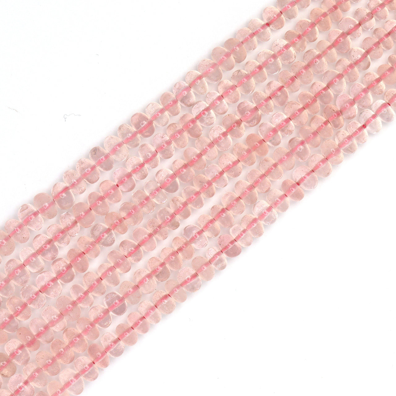 Pink Rose Quartz 4mm - 5.5mm Smooth Rondelles Bead Strand