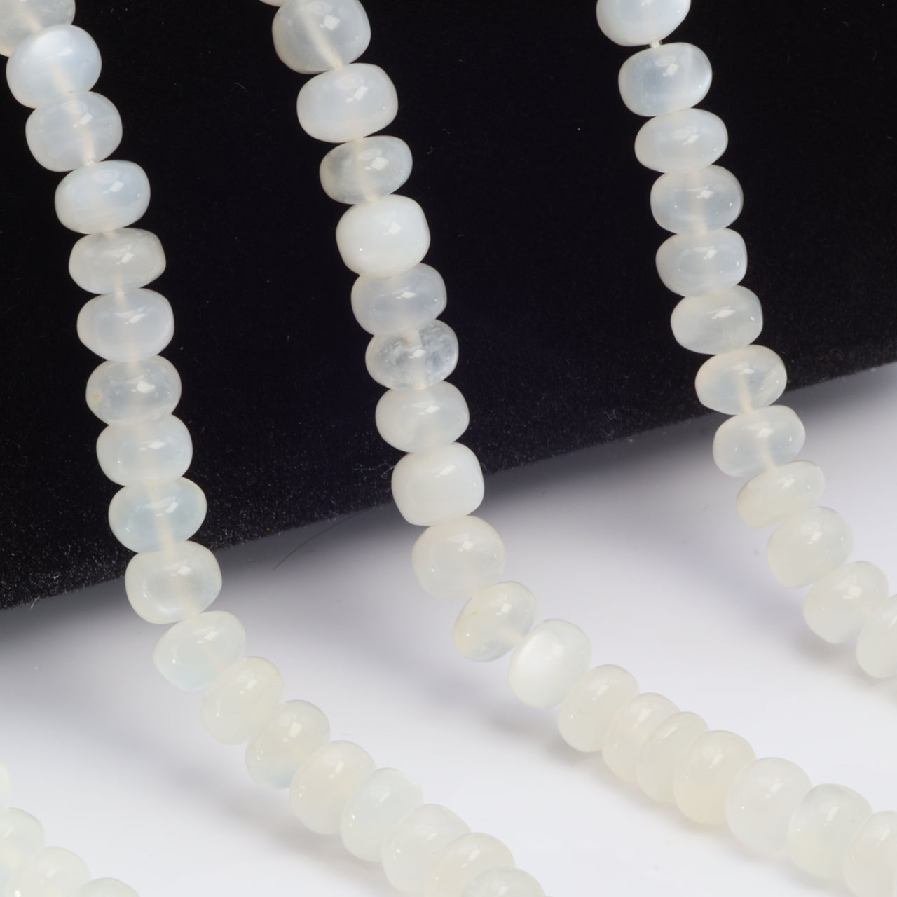 White Moonstone 7mm Smooth Rondelles