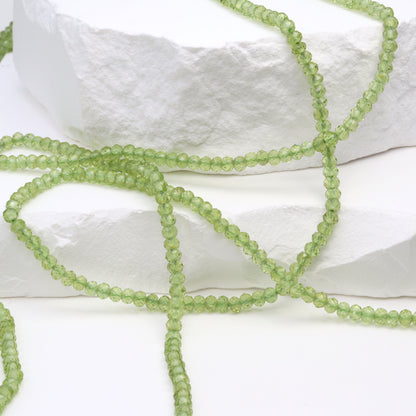 Green Peridot 3mm Faceted Rondelles Bead Strand