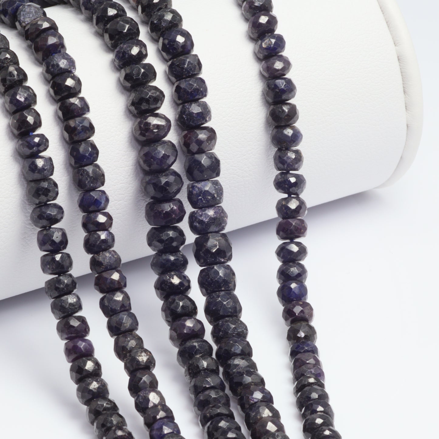 Dyed Blue Sapphire 4mm Faceted Rondelles