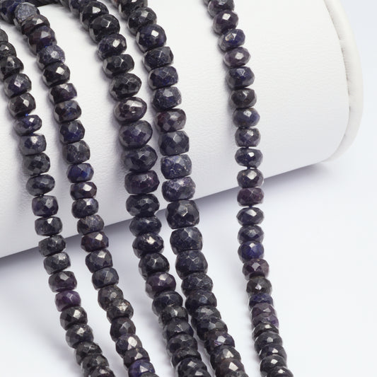 Dyed Blue Sapphire 4mm Faceted Rondelles