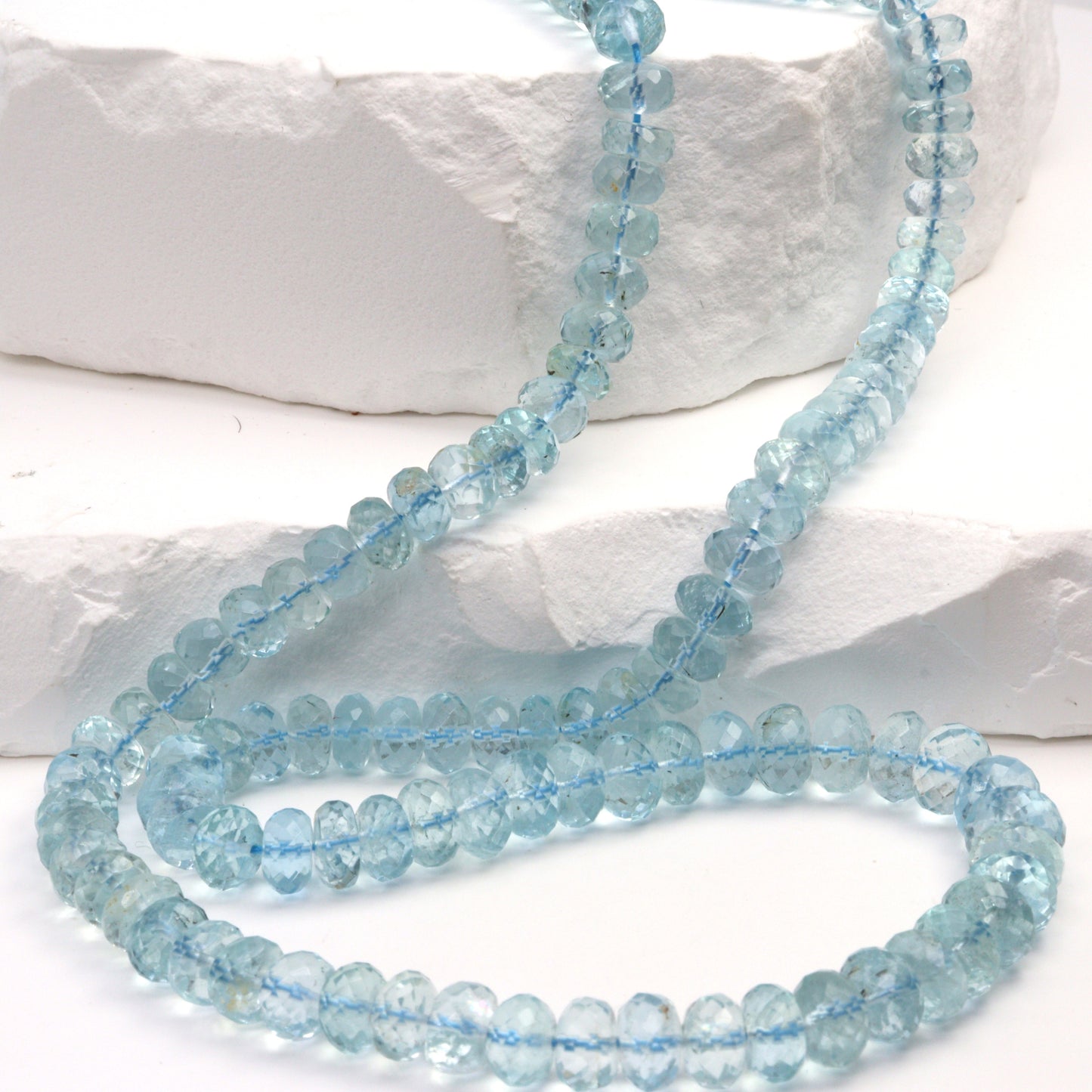 Blue Aquamarine 5.5mm Faceted Rondelles