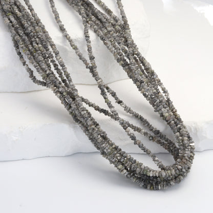 Gray Diamond 2.5mm - 3.0mm Hand Faceted Chips Bead Strand