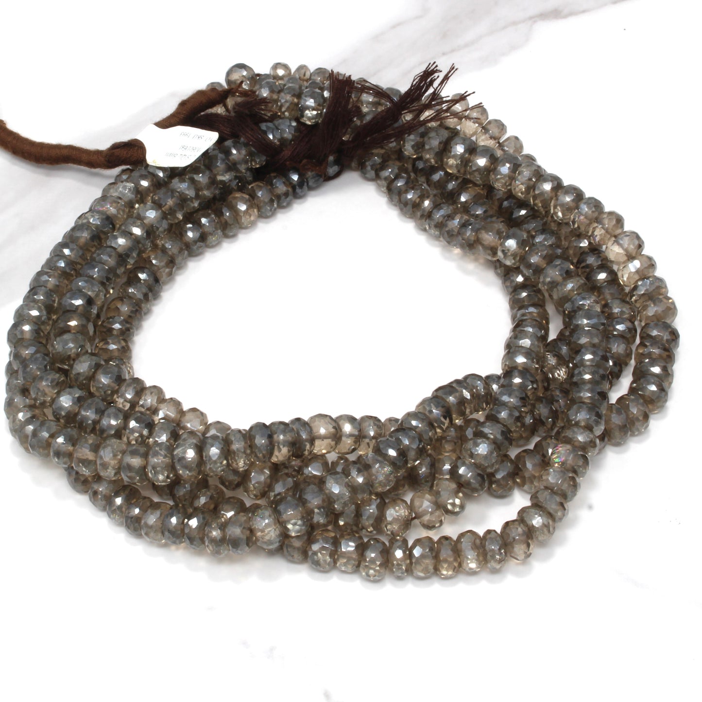 Coated Brown Smoky Quartz 8mm Faceted Rondelles