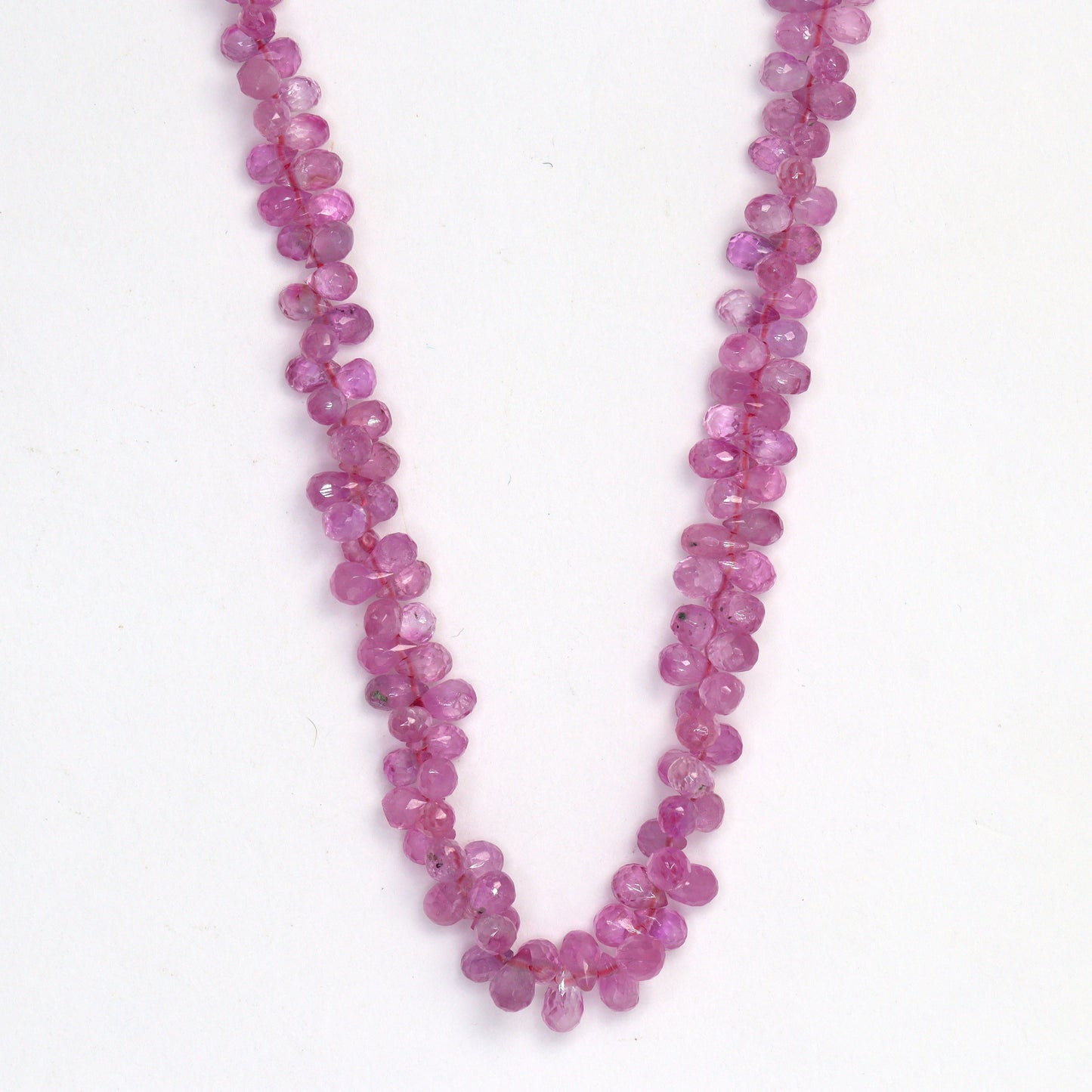 Pink Sapphire 4x2mm - 5x3mm Faceted Teardrop Briolettes Bead Strand