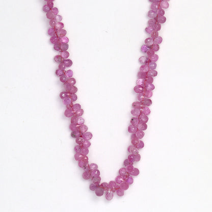Pink Sapphire 4x2mm - 5x3mm Faceted Teardrop Briolettes Bead Strand