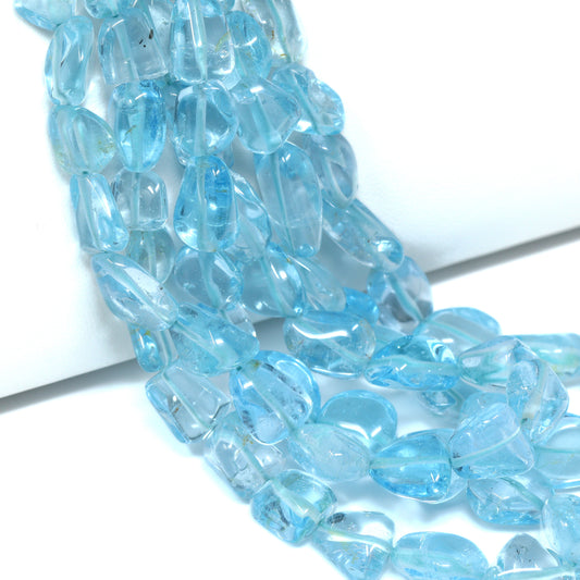 Sky Blue Topaz 9x6mm – 12x10mm Smooth Nuggets Bead Strand