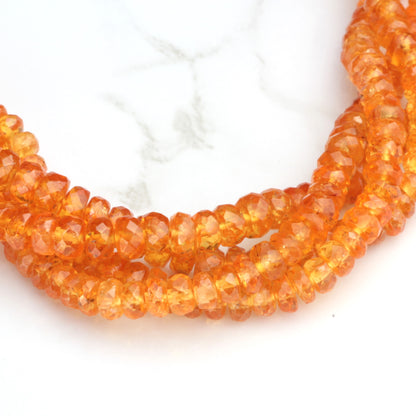 Spessartite Garnet 4mm - 4.5mm Hand Faceted Rondelles Bead Strand