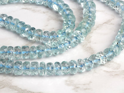 Blue Aquamarine 4.5mm Faceted Rondelles