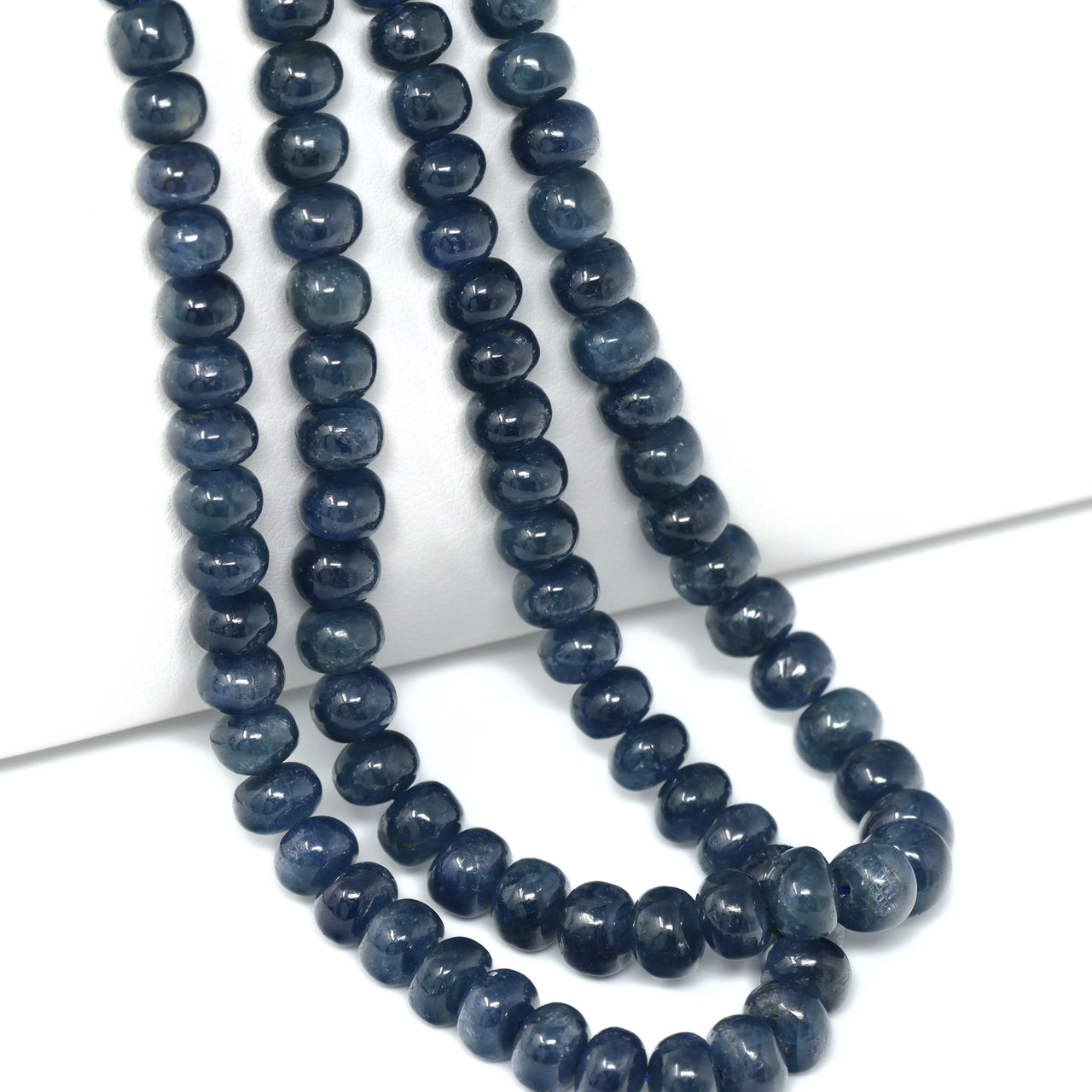 Blue Sapphire 6mm Smooth Rondelles Bead Strand