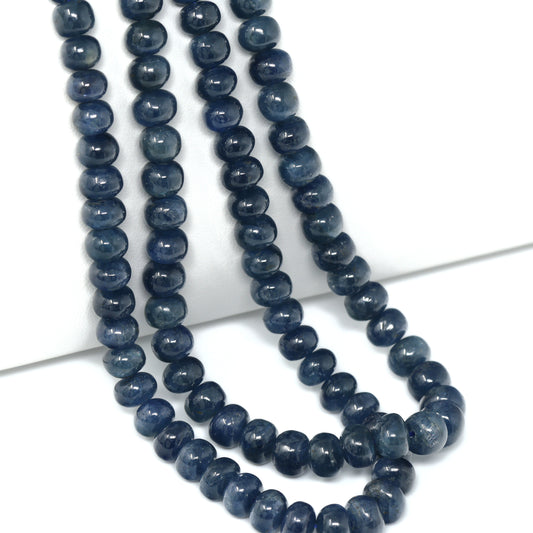 Blue Sapphire 6mm Smooth Rondelles Bead Strand