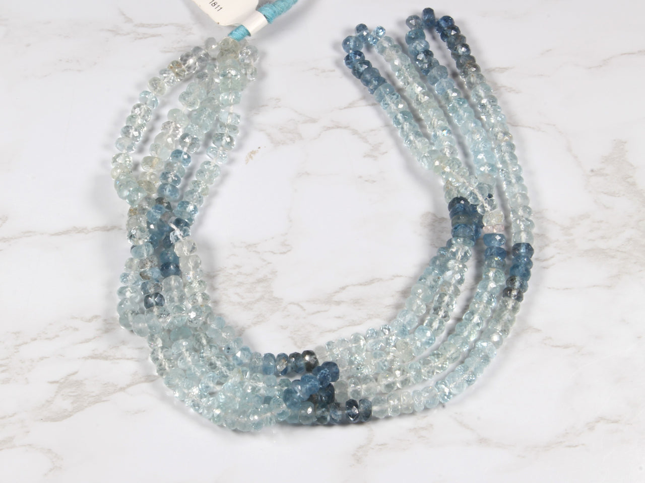 Ombre Blue Aquamarine 4.5mm Faceted Rondelles