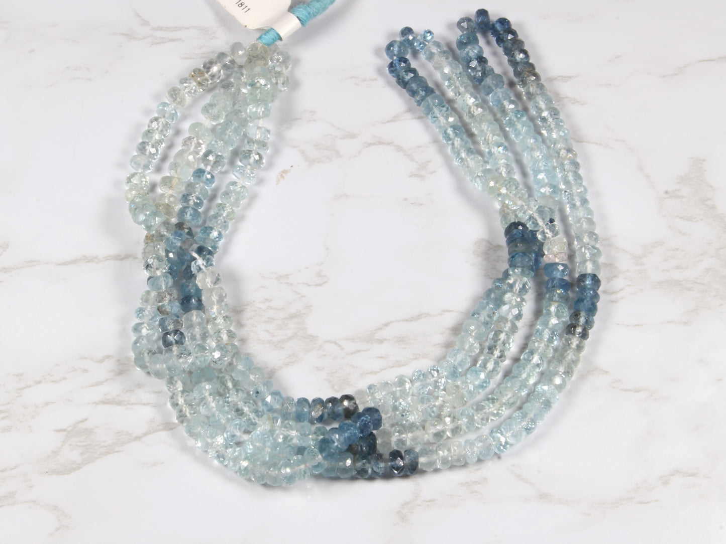 Ombre Blue Aquamarine 4.5mm Faceted Rondelles