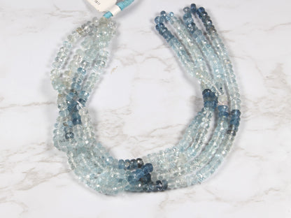 Ombre Blue Aquamarine 4.5mm Faceted Rondelles