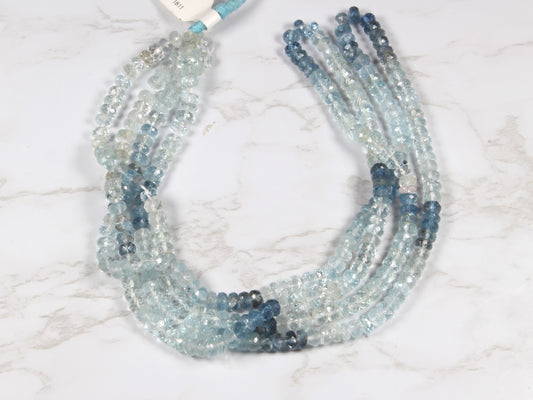 Ombre Blue Aquamarine 4.5mm Faceted Rondelles