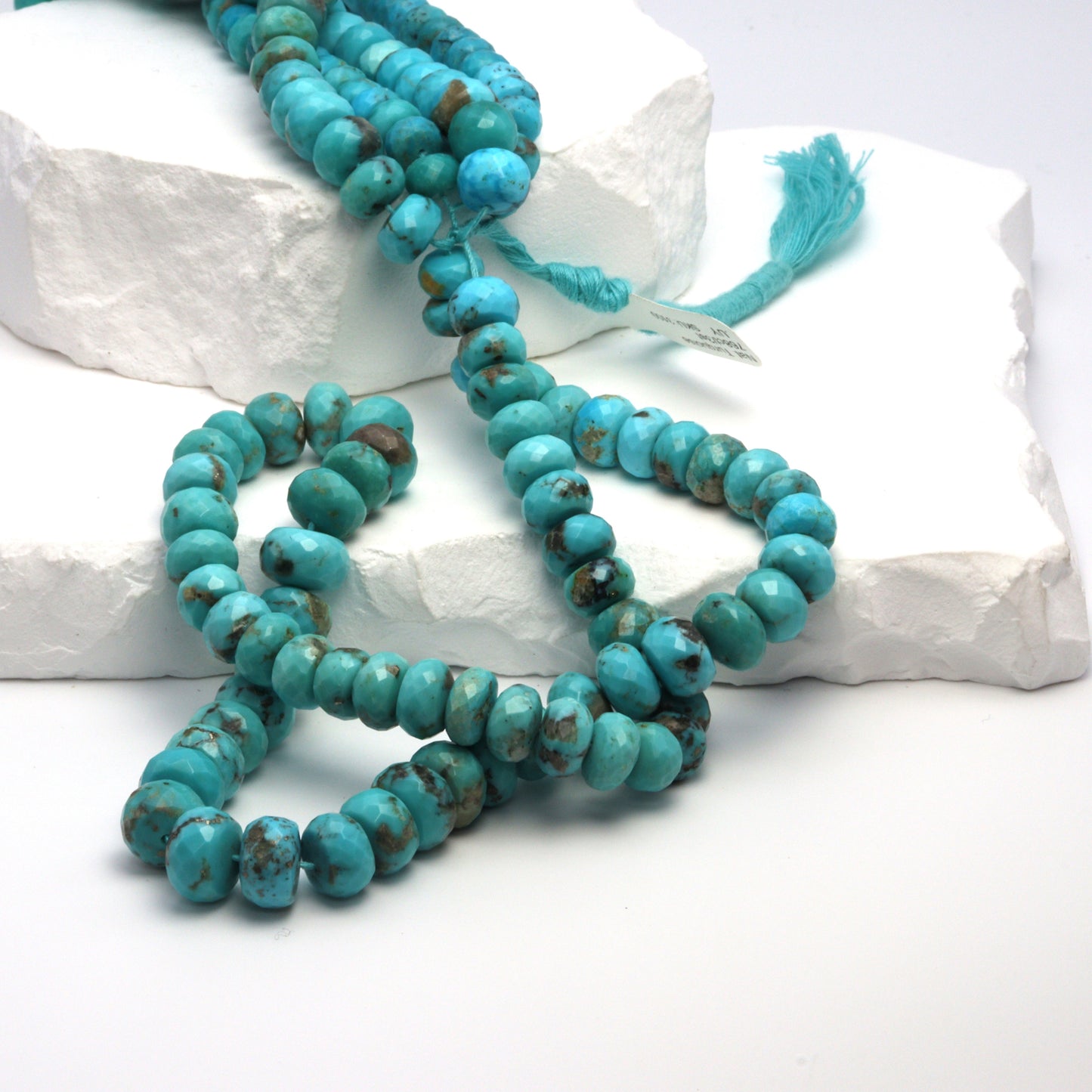 Natural Blue Turquoise 9mm Faceted Rondelles