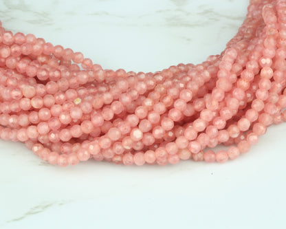 Pink Rhodochrosite 2.5mm Faceted Rounds