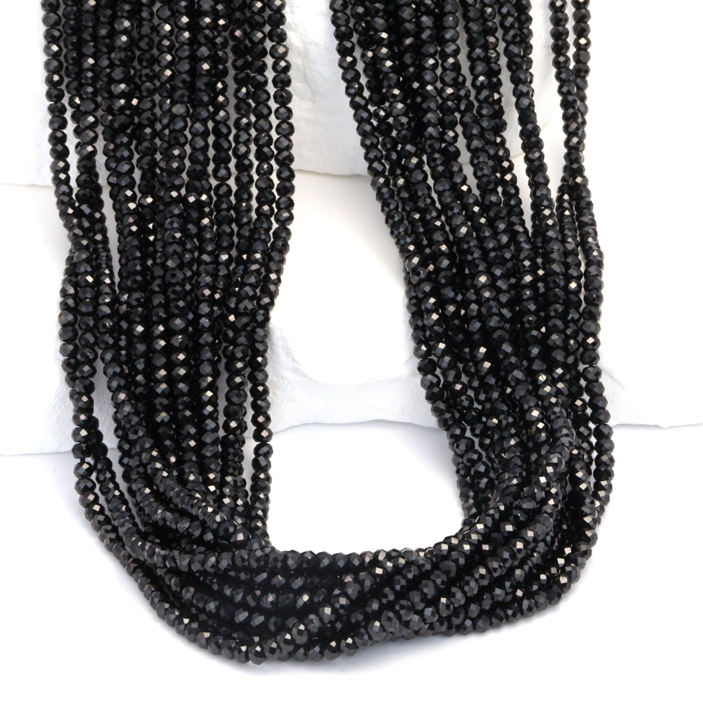 Black Spinel 2.5mm Faceted Rondelles