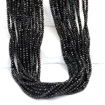 Black Spinel 2.5mm Faceted Rondelles