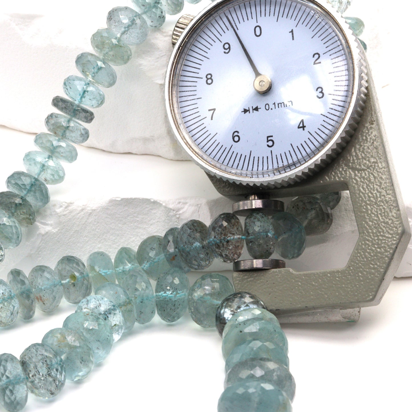 Blue Moss Aquamarine 9mm Faceted Rondelles