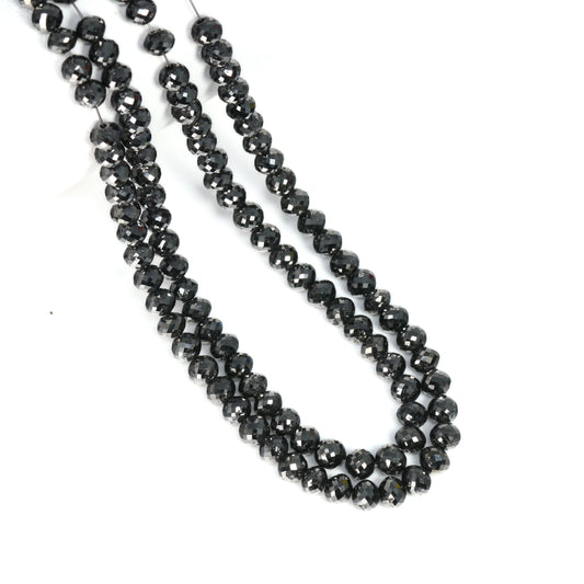 Black Diamond 4.5mm Faceted Rondelles Bead Strand